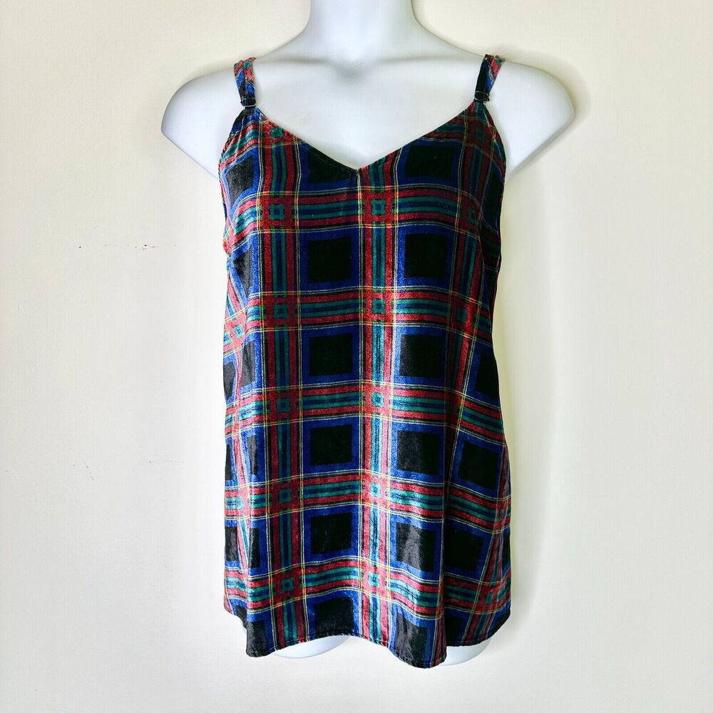 Torrid Cami Women 3X Navy Red Plaid Velvet Tunic Festive Preppy Cottage NWOT
